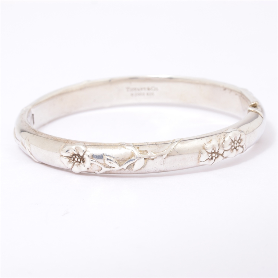 【古着】tiffany&co 蒂芙尼 花朵浮雕手镯(925银) 银色(a)(二手)