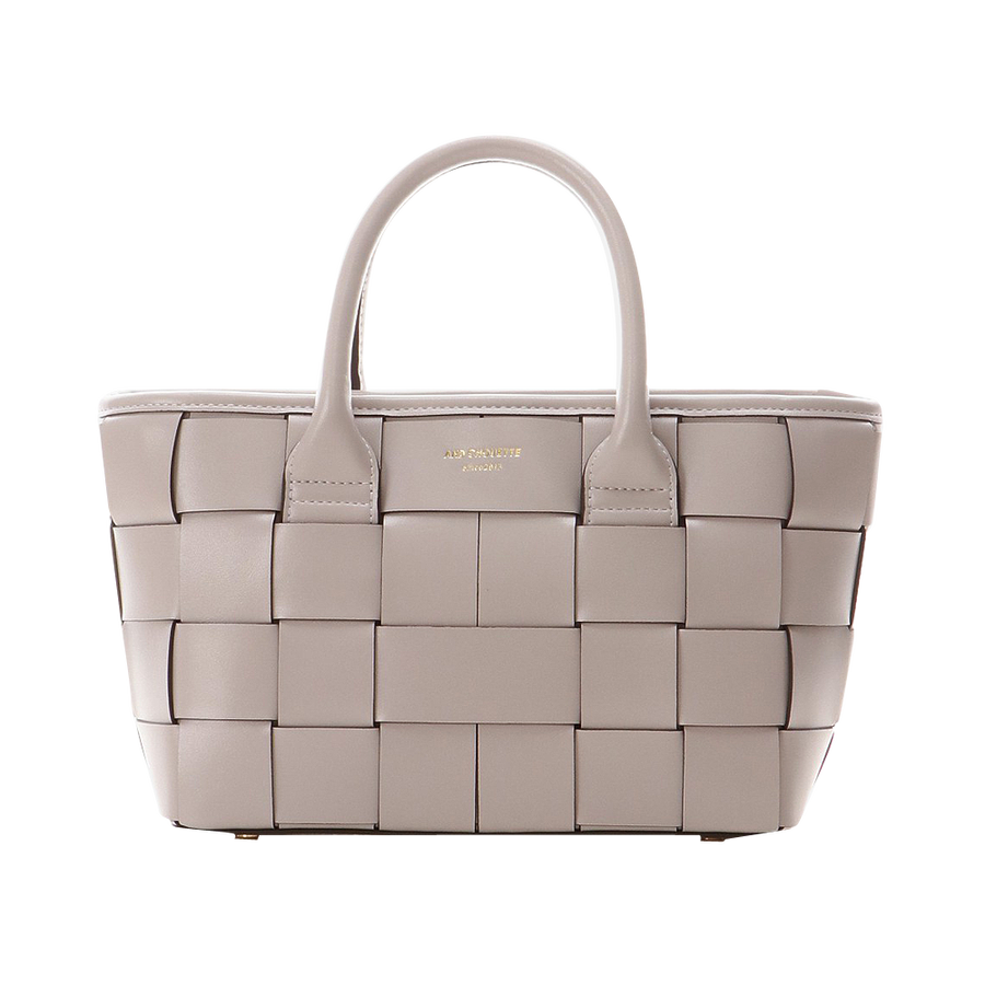 & chouette 日系小众设计手工编织款手提包 灰杏色 小号