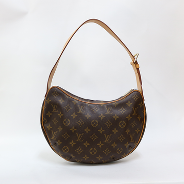 【古着】louis vuitton 路易威登 老花羊角包mm(pvc /牛皮) 老花(a)