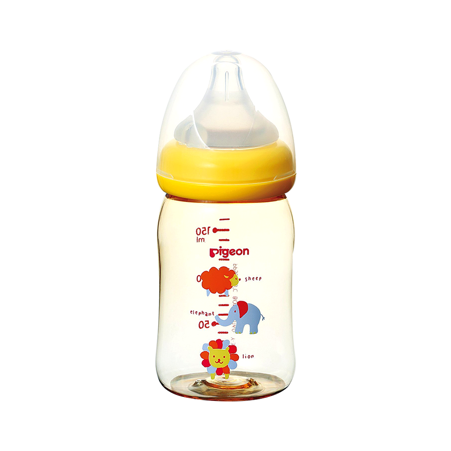 pigeon 貝親 母乳實感寬口耐熱塑料奶瓶 160ml 小象圖案