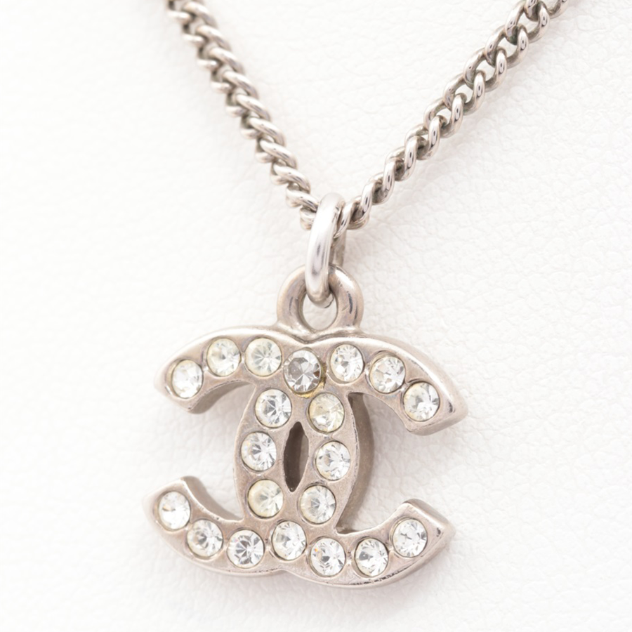 自营【古着】chanel 香奈儿 coco mark银色水钻项链(金属素材) 银色(a