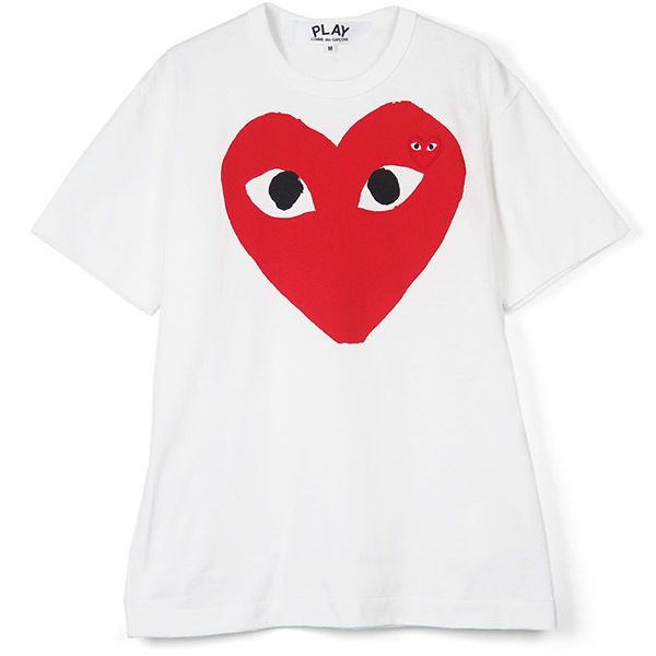 自营comme des garcons 川久保玲play女款红色心型刺绣印花t恤 白色 l