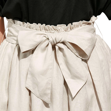 自营fabia 比利时亚麻抽褶裙子 浅米色 m