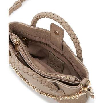 TREASURE TOPKAPI 收缩皮革网格手柄钱包手机肩背手提包 灰褐色