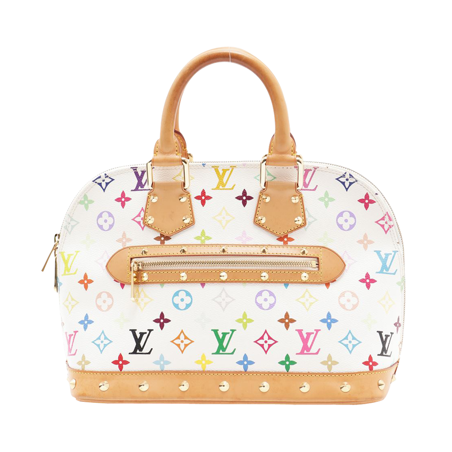 【古着】lv multi-color alma手提包 m92647 fl0023 白色彩花 ab级