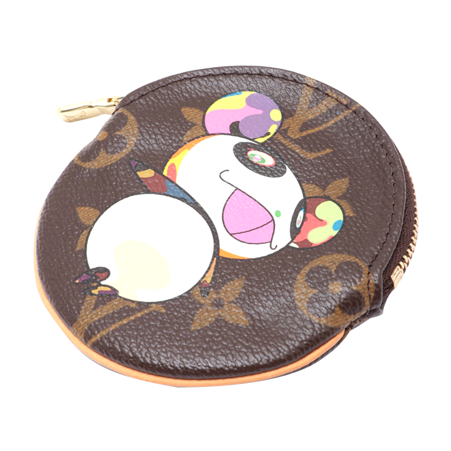 【古着】louis vuitton 路易威登 村上隆熊猫老花零钱包 棕色 pvc